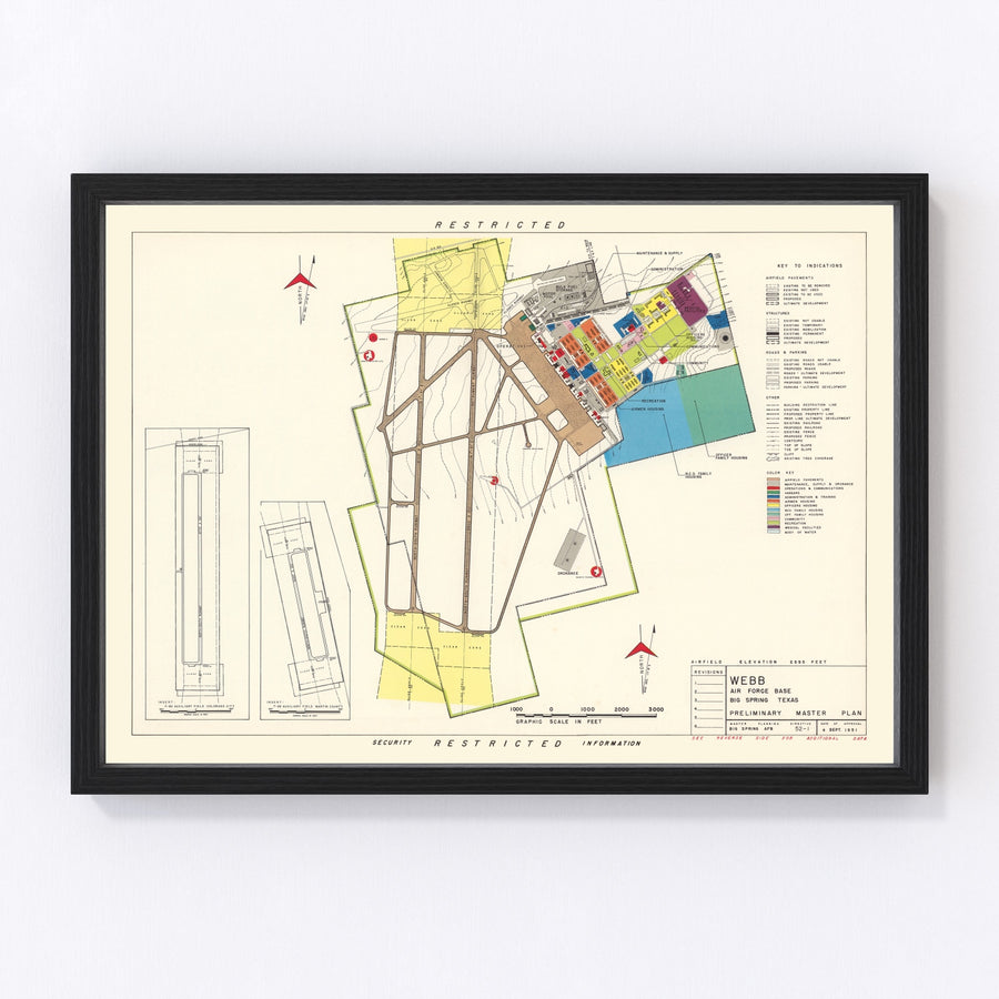 Webb Air Force Base Vintage Map 1951