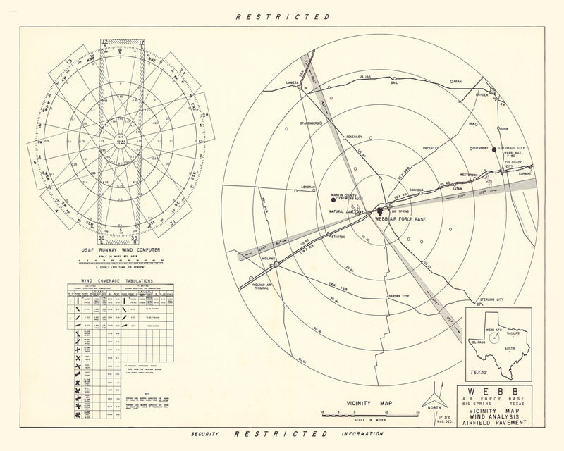 Size comparison using Vintage Map of Webb Air Force Base, 1951