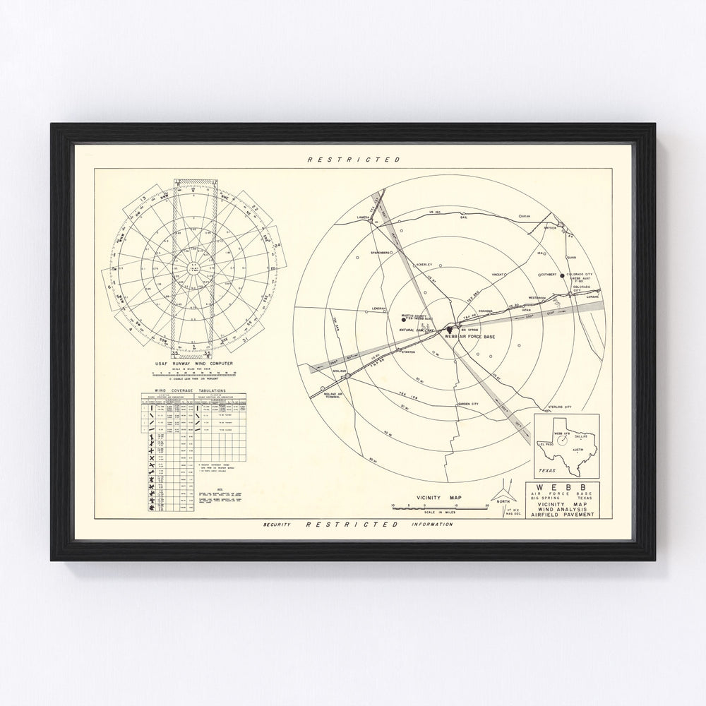 Webb Air Force Base Vintage Map 1951