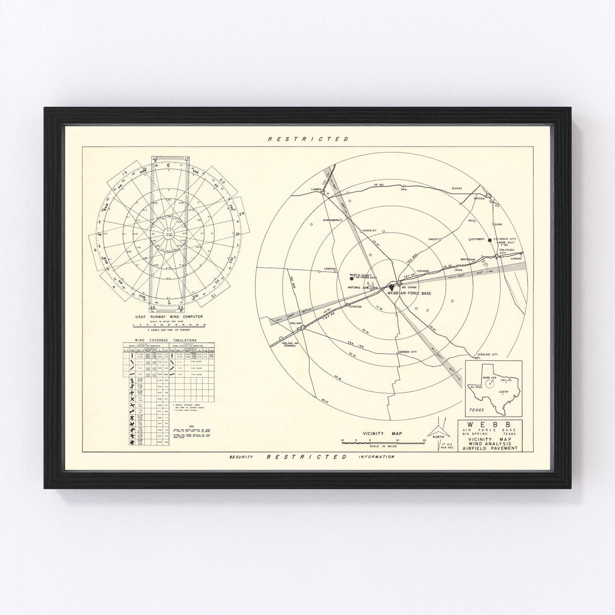 Webb Air Force Base Vintage Map 1951
