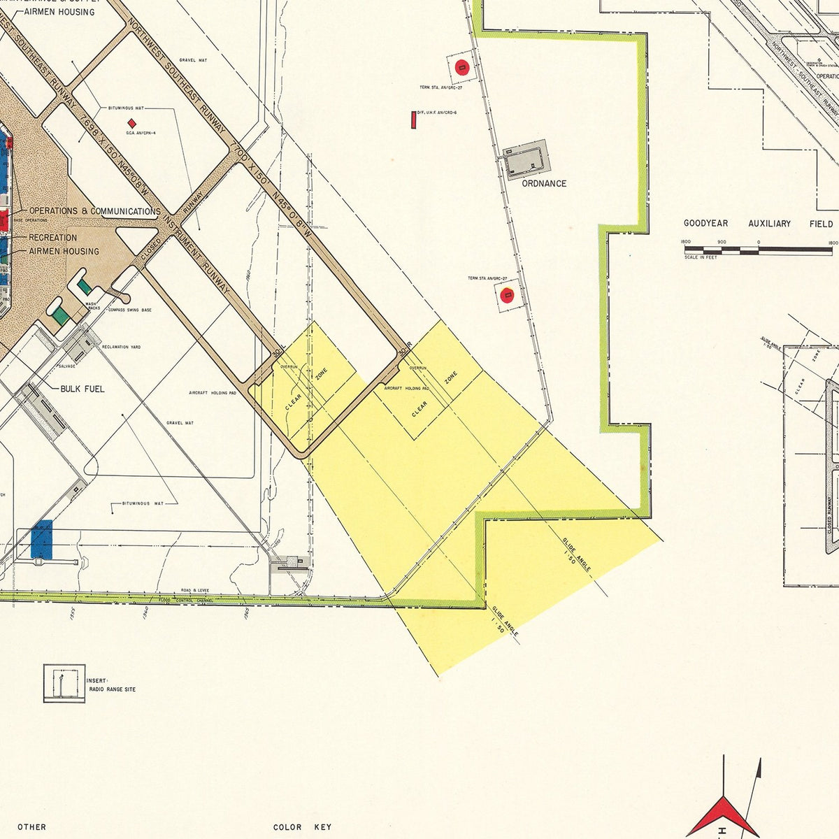 Restored historic details from the 1952 airfield map of Chandler, Arizona