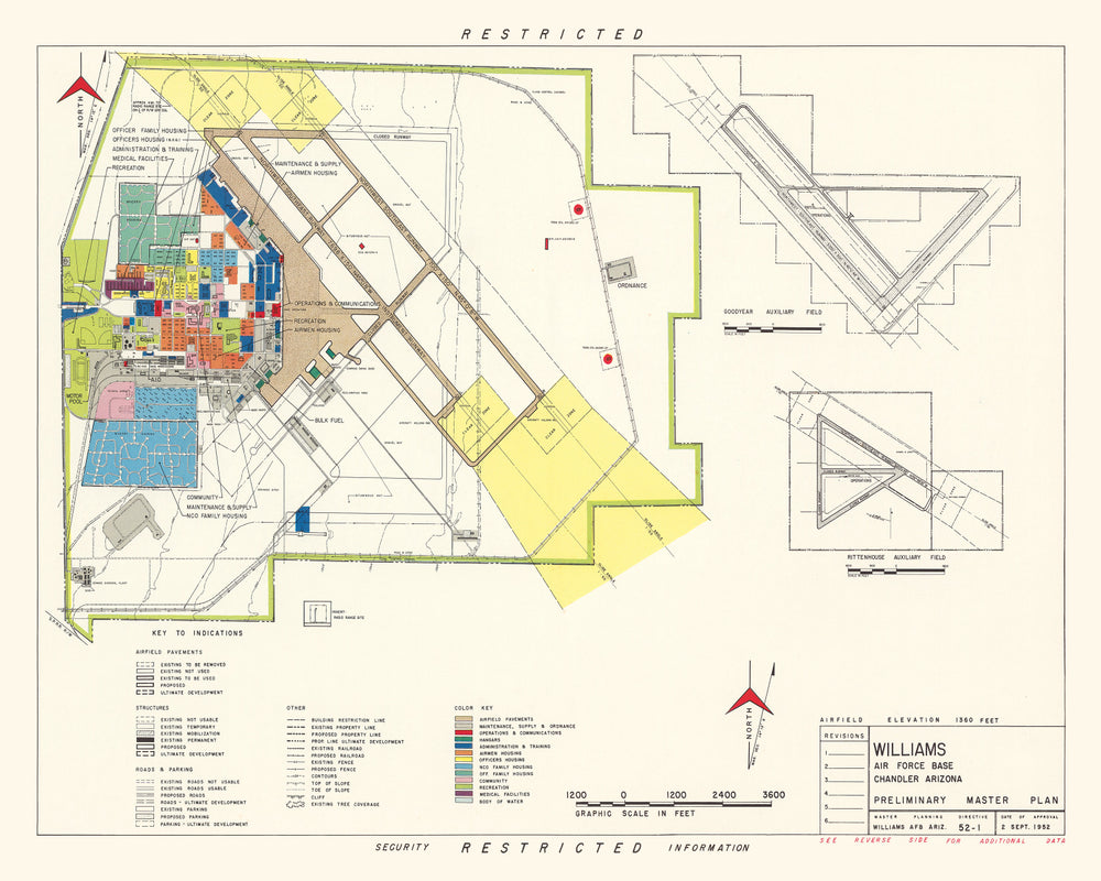 Vintage Map of Williams Air Force Base, 1952 print style example