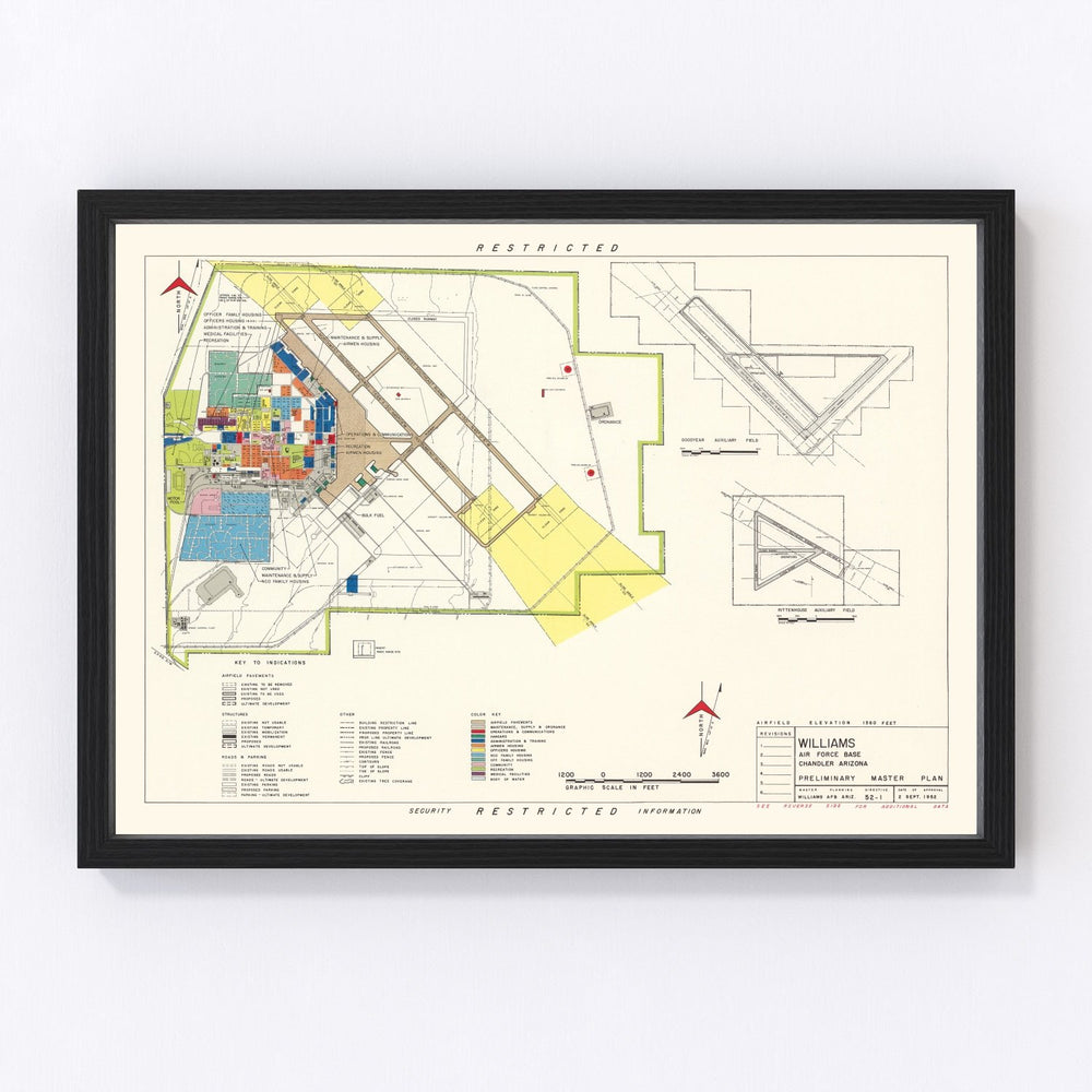 Williams Air Force Base Vintage Map 1952
