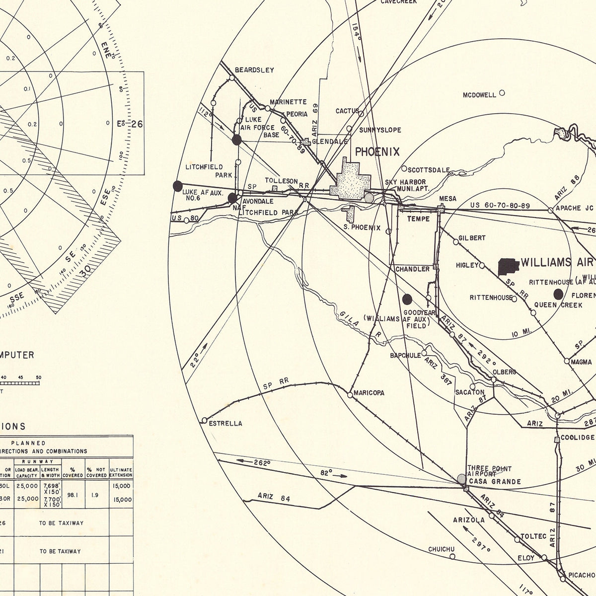 Restored historic details from the 1952 airfield map of Chandler, Arizona