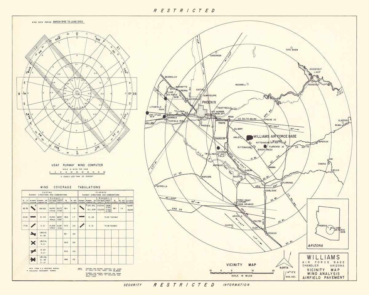 Preview of Vintage Map of the Williams Air Force Base Vicinity, 1952