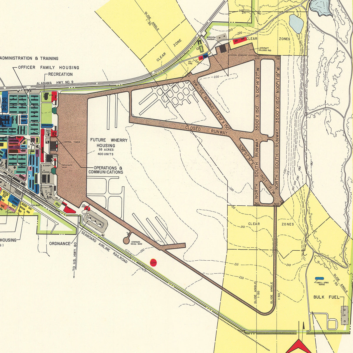 Restored historic details from the 1952 airfield map of Montgomery, Alabama