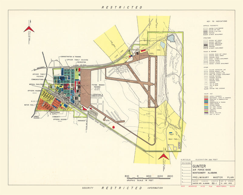 Size comparison using Vintage Map of Gunter Air Force Base, 1952