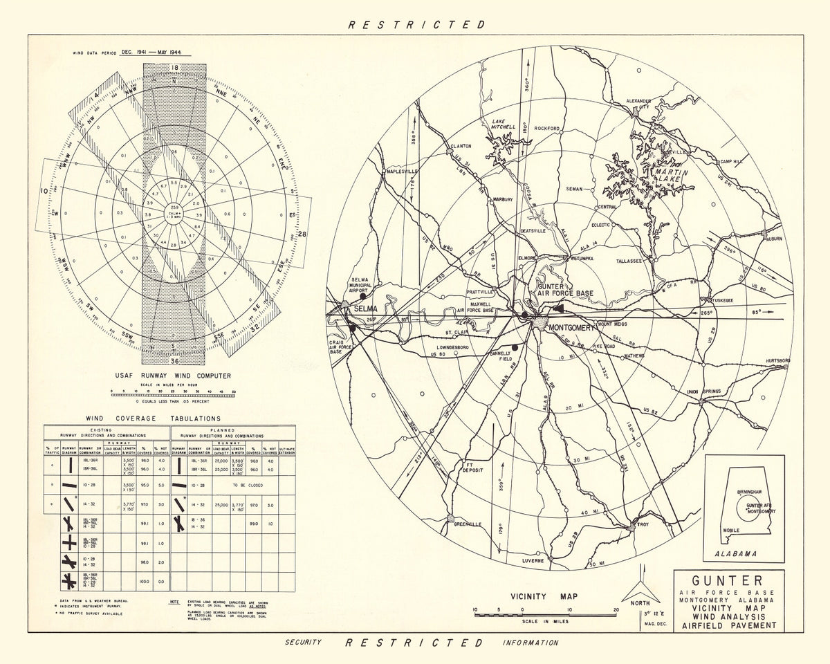 Preview of Vintage Map of the Gunter Air Force Base Vicinity, 1952
