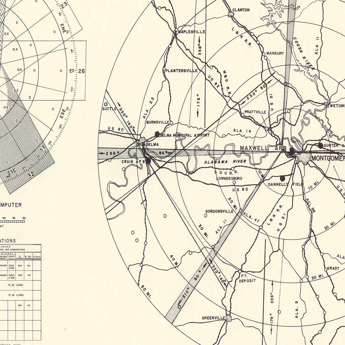 Restored historic details from the 1952 airfield map of Montgomery, Alabama