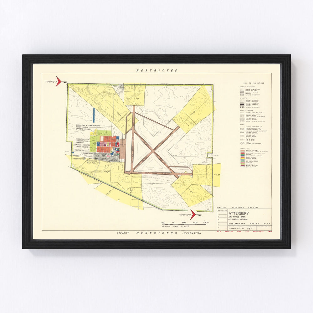 Atterbury Air Force Base Vintage Map 1953