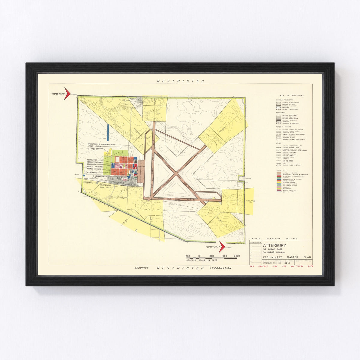 Atterbury Air Force Base Vintage Map 1953