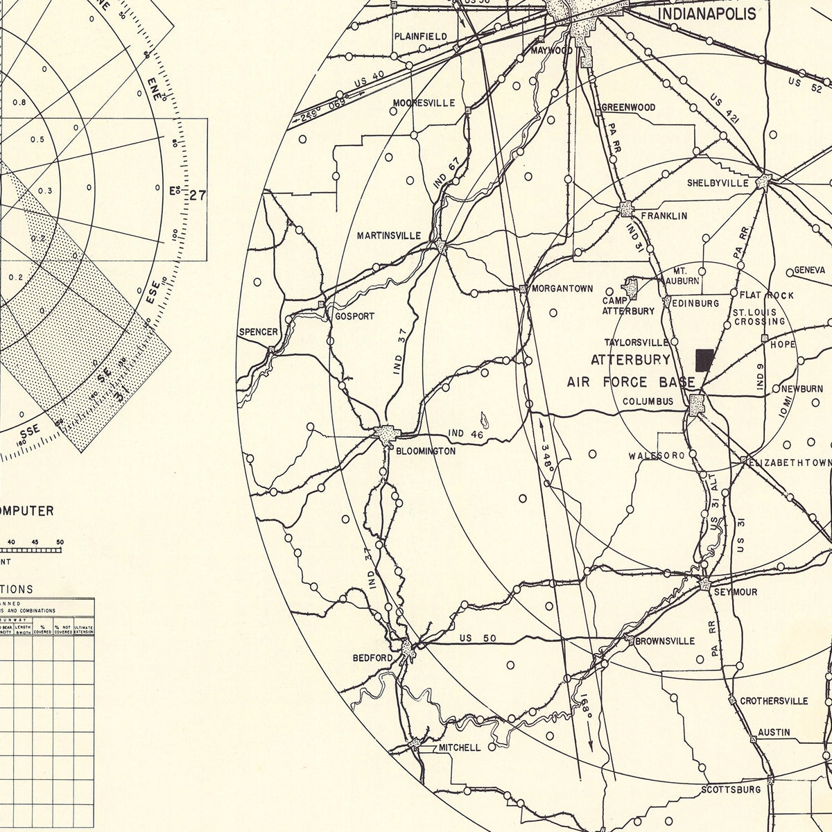 Restored historic details from the 1953 airfield map of Columbus, Indiana