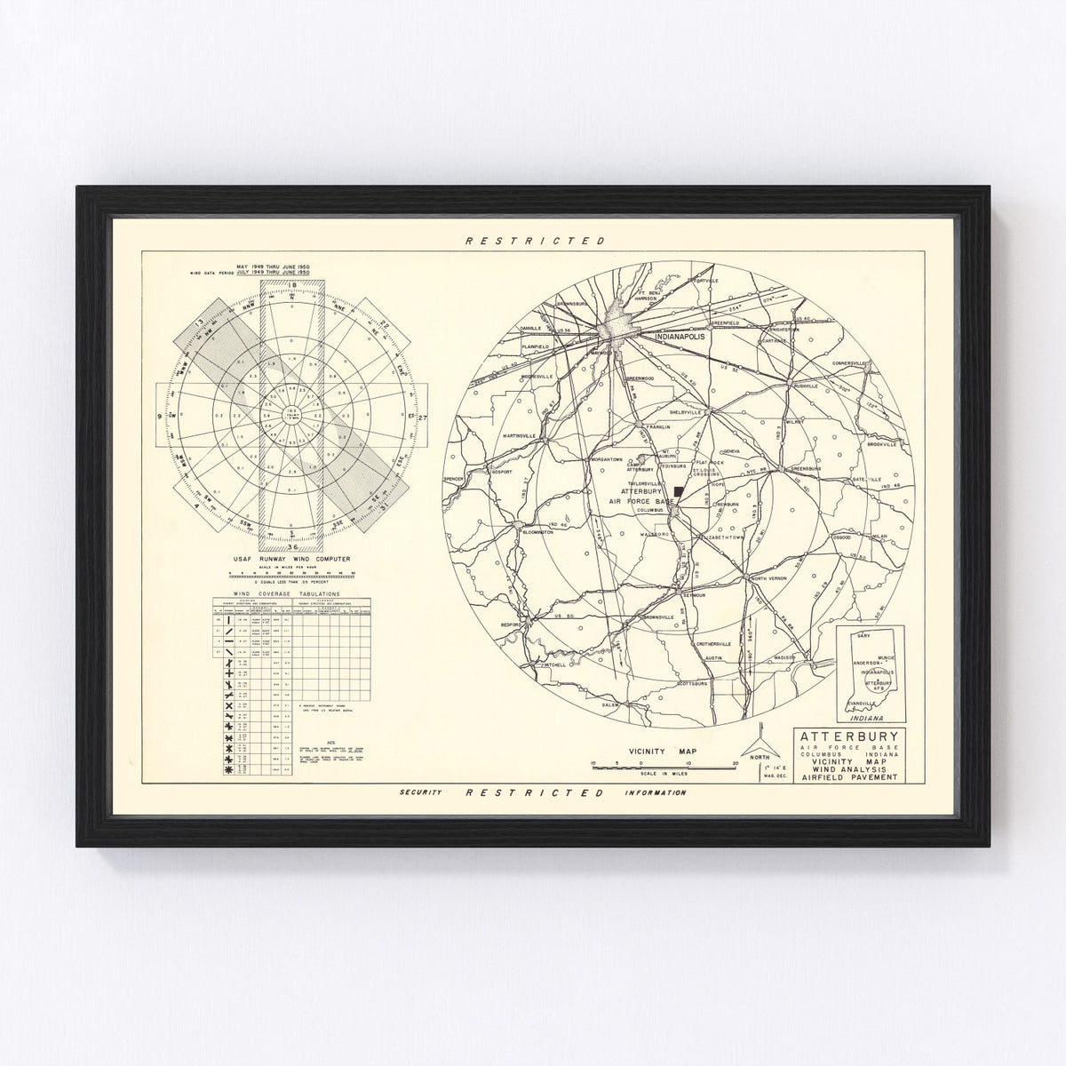 Atterbury Air Force Base Vicinity Vintage Map 1953