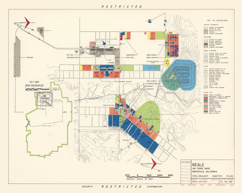 Size comparison using Vintage Map of Beale Air Force Base, 1952