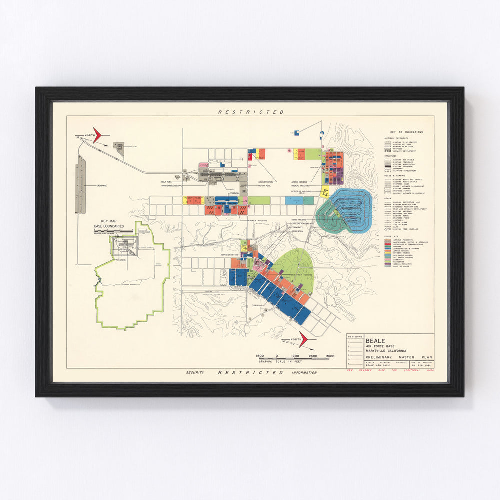 Beale Air Force Base Vintage Map 1952