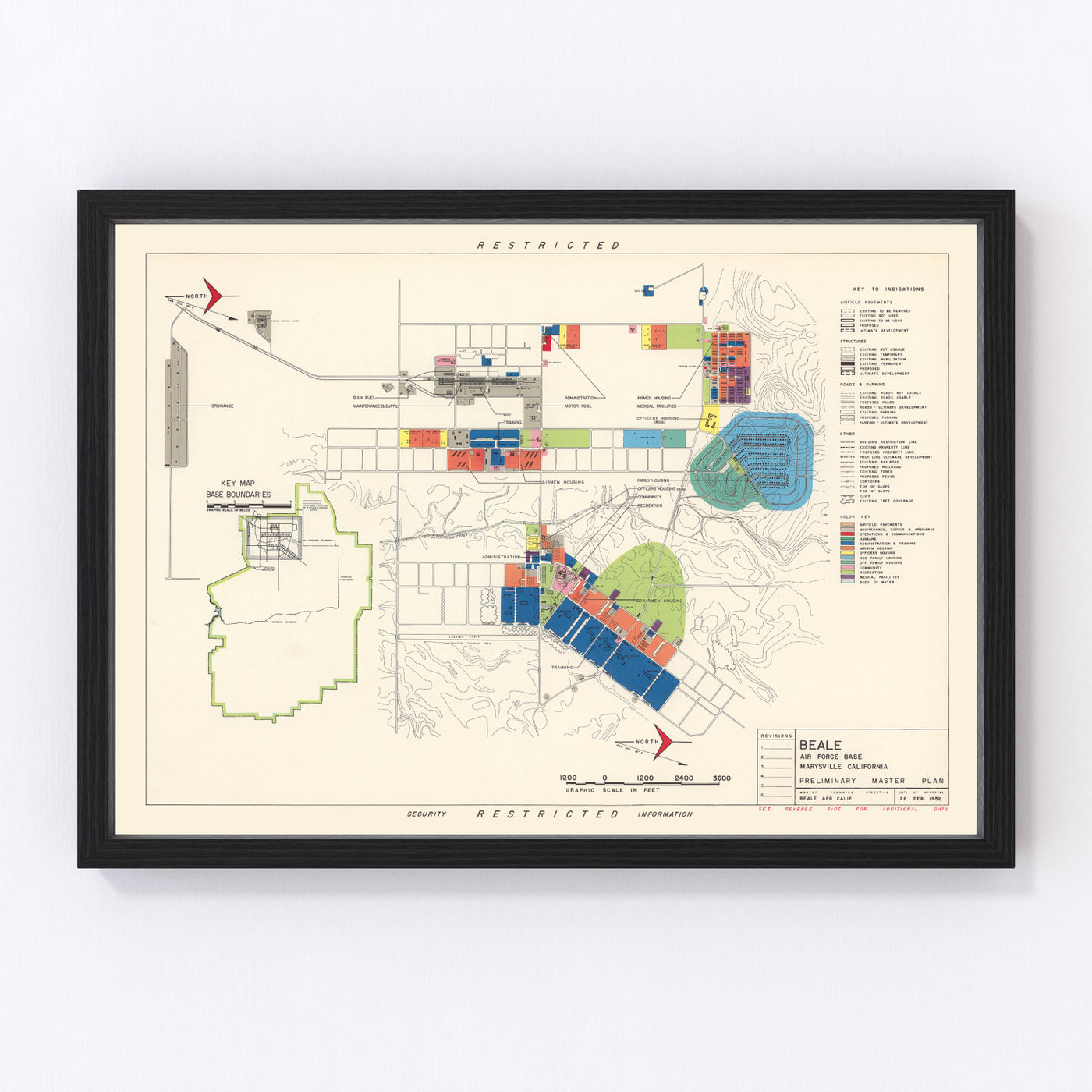 Beale Air Force Base Vintage Map 1952