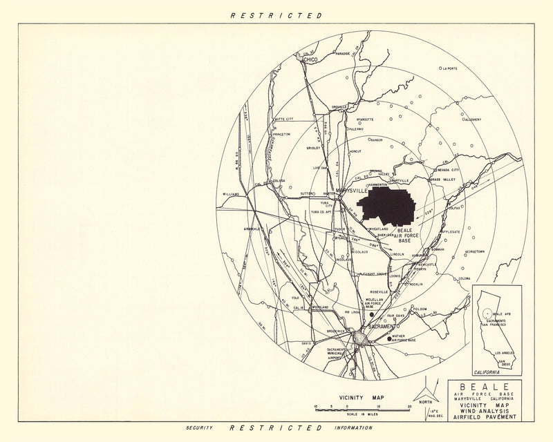 Size comparison using Vintage Map of the Beale Air Force Base Vicinity, 1952