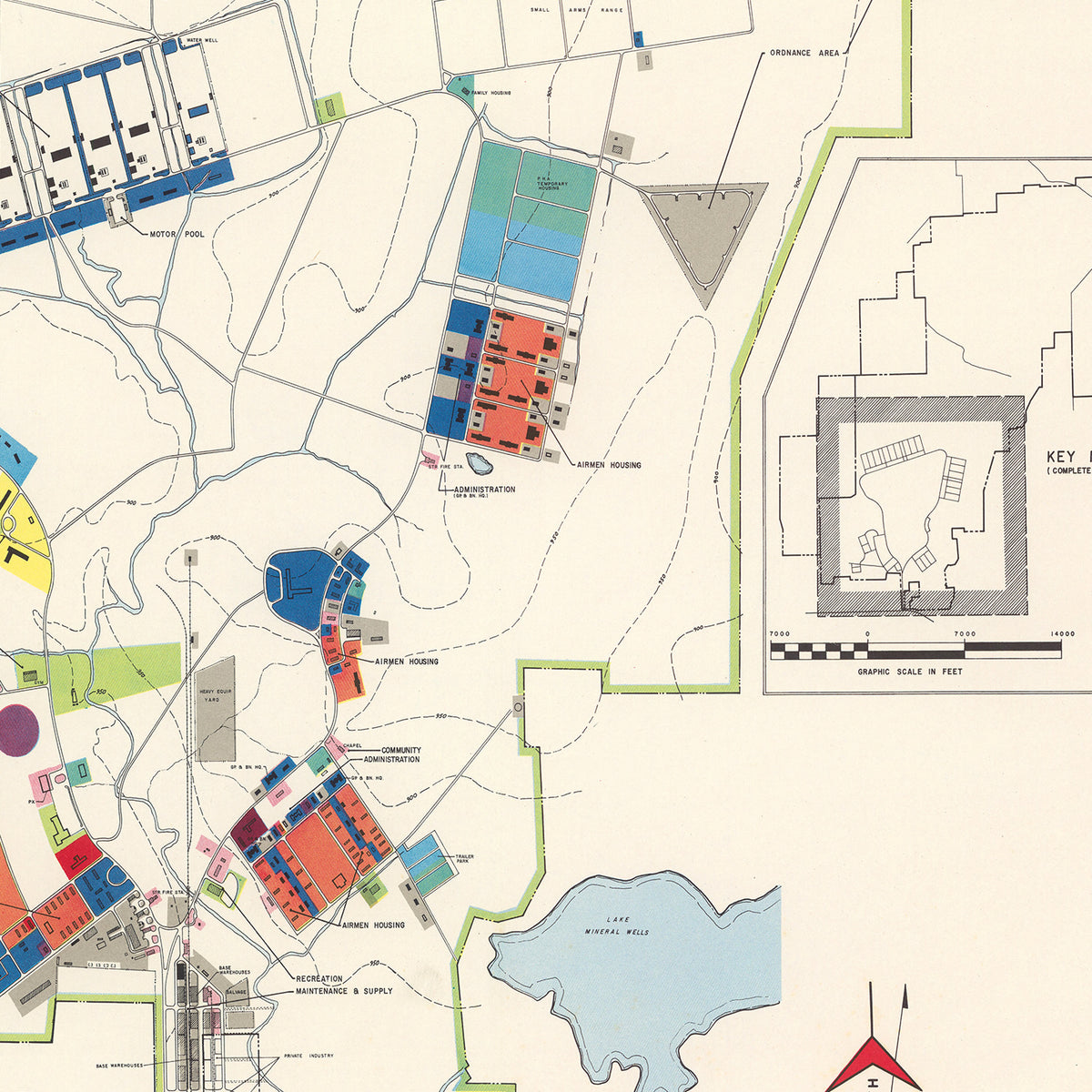 Restored historic details from the 1951 airfield map of Mineral Wells, Texas
