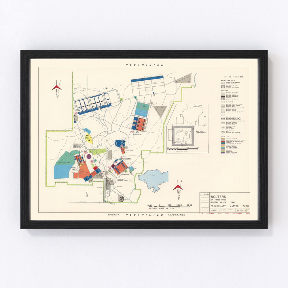 Wolters Air Force Base Vintage Map 1951