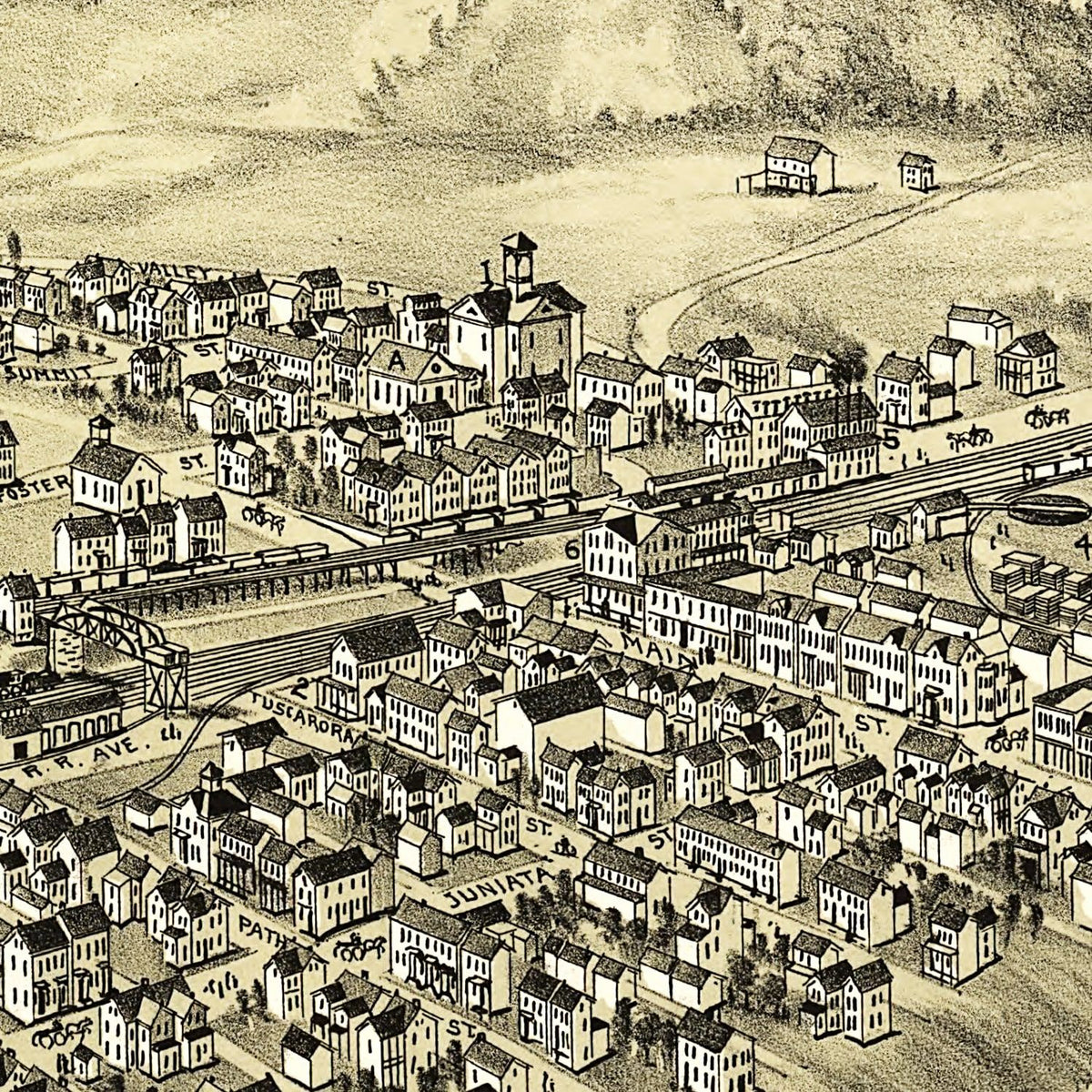 Restored historic details from the 1895 city map of Patterson, Pennsylvania