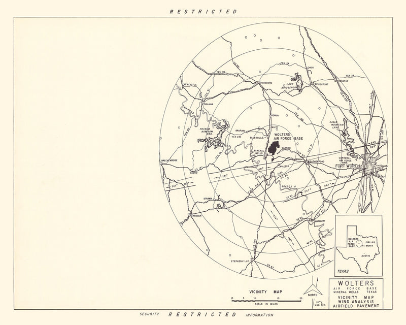 Size comparison using Vintage Map of the Wolters Air Force Base Vicinity, 1951