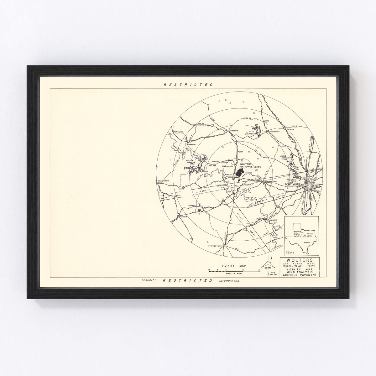 Wolters Air Force Base Vicinity Vintage Map 1951