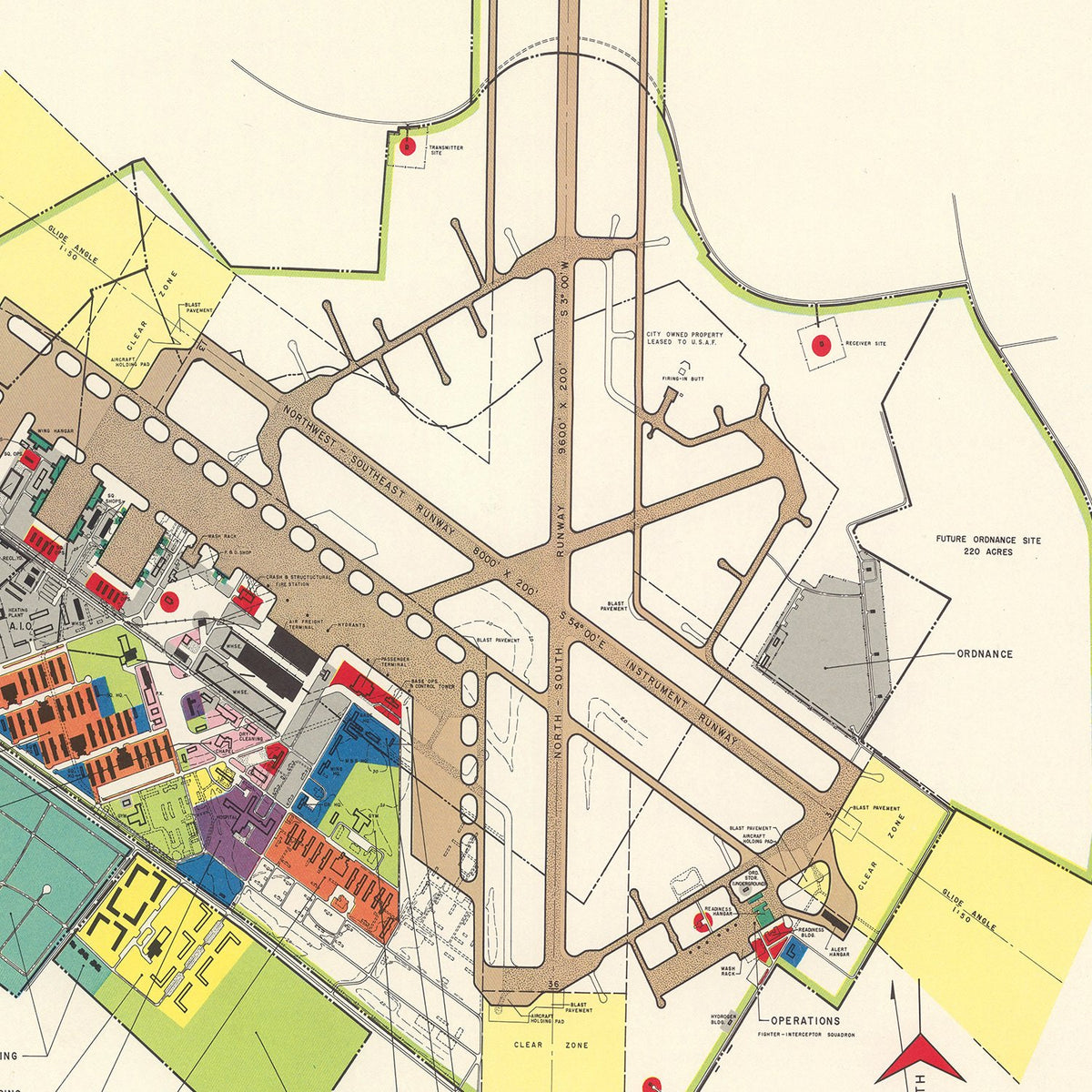 Restored historic details from the 1952 airfield map of Dover, Delaware
