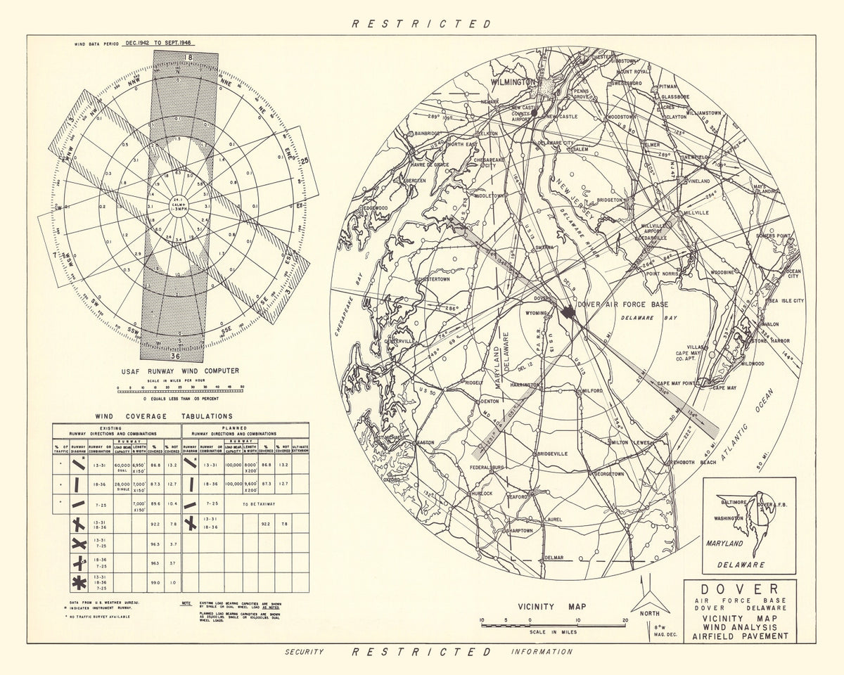 Preview of Vintage Map of the Dover Air Force Base Vicinity, 1952