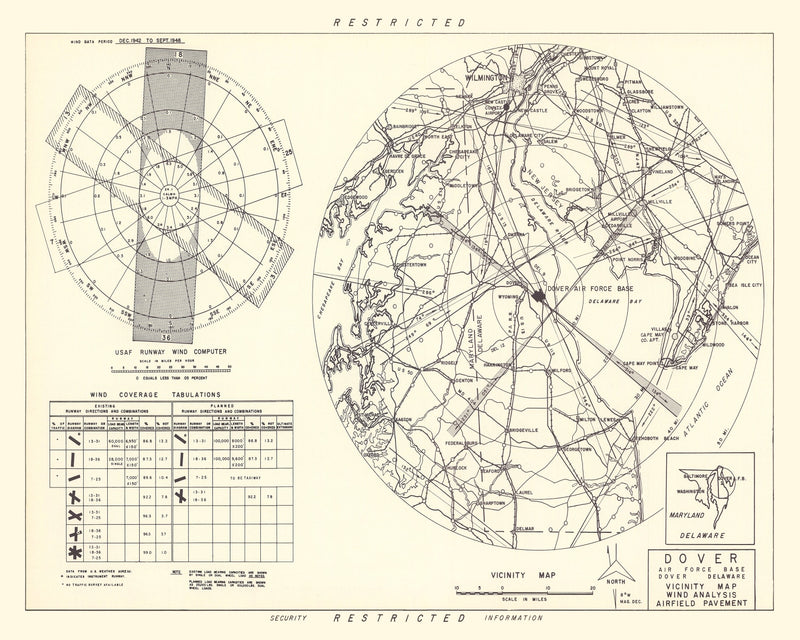 Size comparison using Vintage Map of the Dover Air Force Base Vicinity, 1952