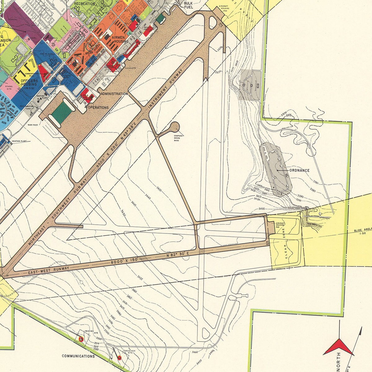 Restored historic details from the 1951 airfield map of Great Falls, Montana