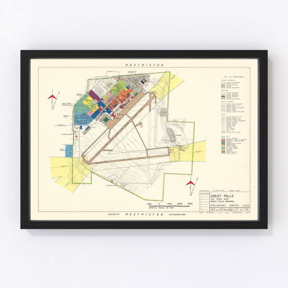 Great Falls Air Force Base Vintage Map 1951