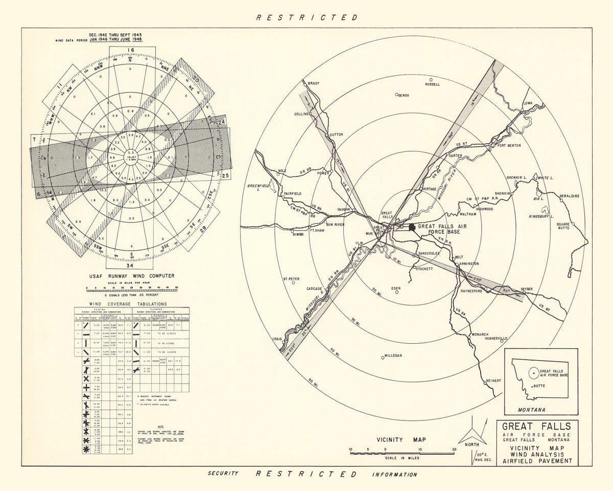 Preview of Vintage Map of the Great Falls Air Force Base Vicinity, 1951