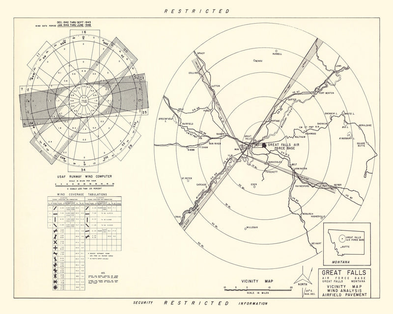 Size comparison using Vintage Map of the Great Falls Air Force Base Vicinity, 1951