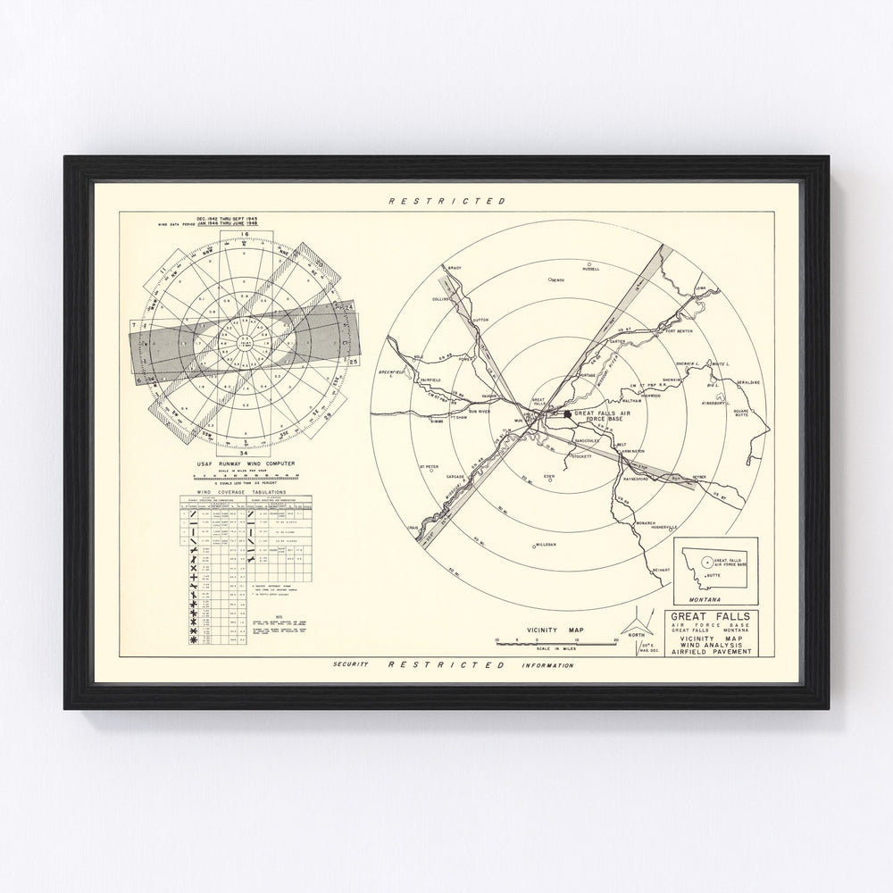 Great Falls Air Force Base Vicinity Vintage Map 1951