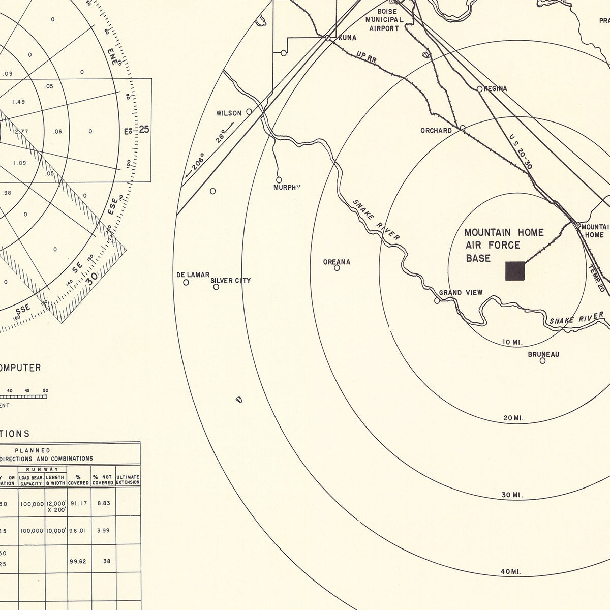 Restored historic details from the 1952 airfield map of Mountain Home, Idaho