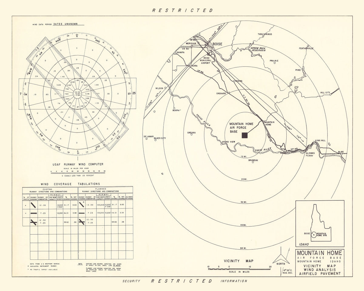 Preview of Vintage Map of the Mountain Home Air Force Base Vicinity, 1952