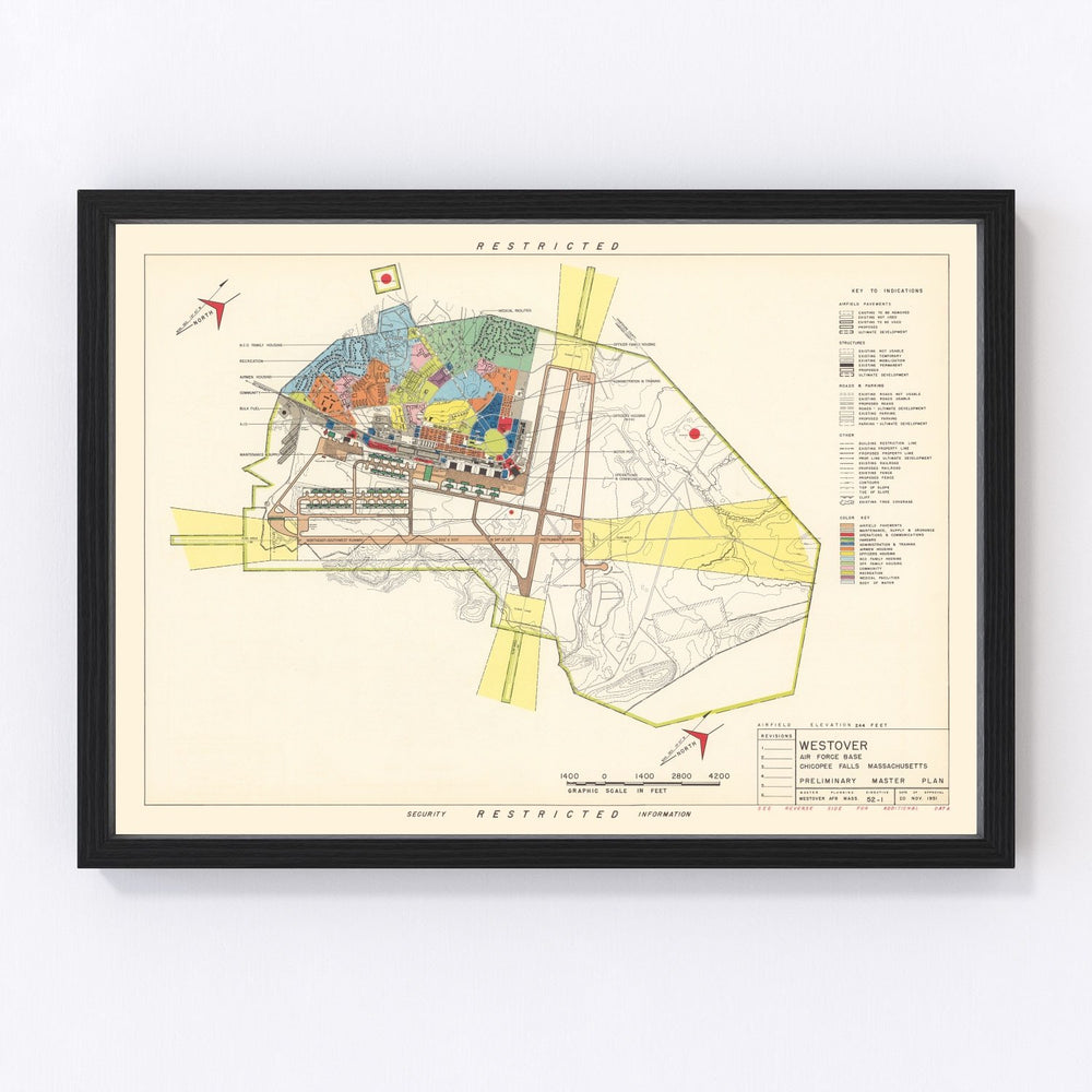 Westover Air Force Base Vintage Map 1951