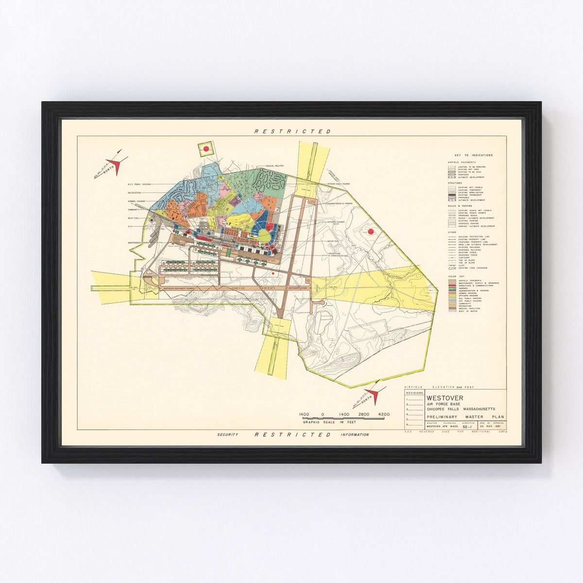 Westover Air Force Base Vintage Map 1951