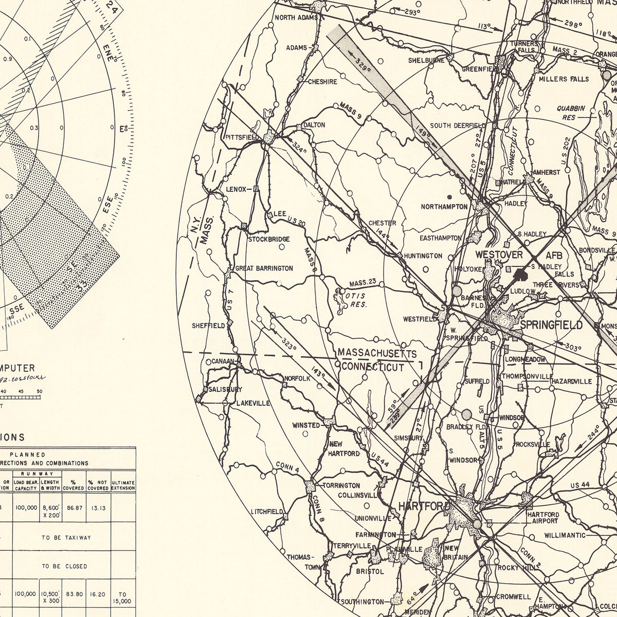 Restored historic details from the 1951 airfield map of Chicopee Falls, Massachusetts