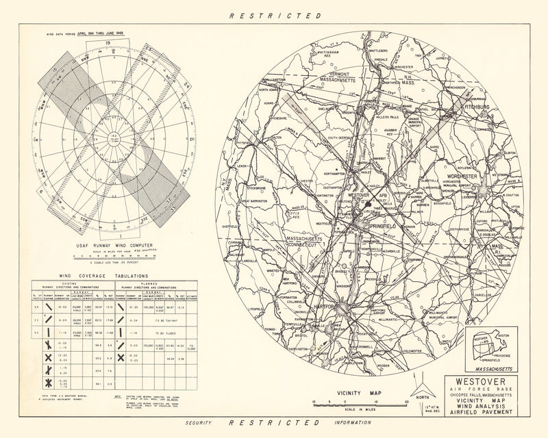 Size comparison using Vintage Map of the Westover Air Force Base Vicinity, 1951