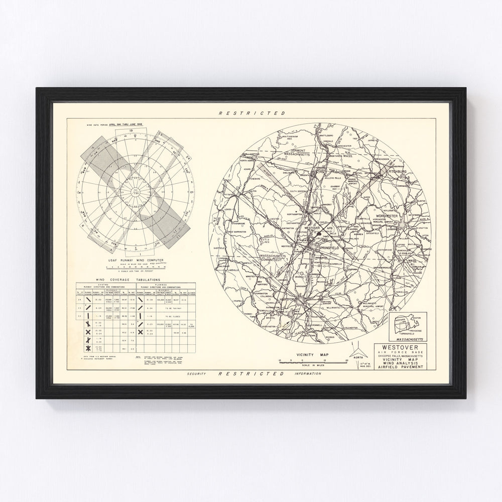 Westover Air Force Base Vicinity Vintage Map 1951