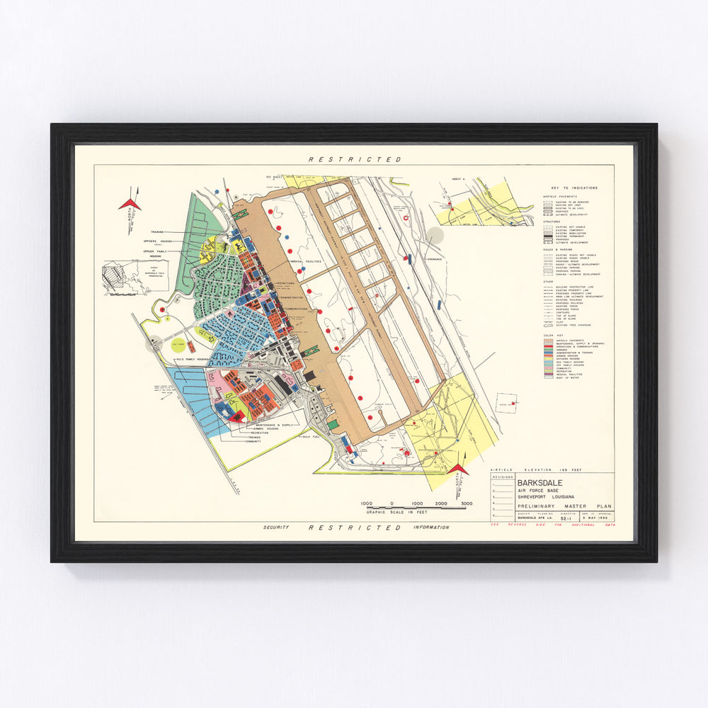 Barksdale Air Force Base Vintage Map 1952