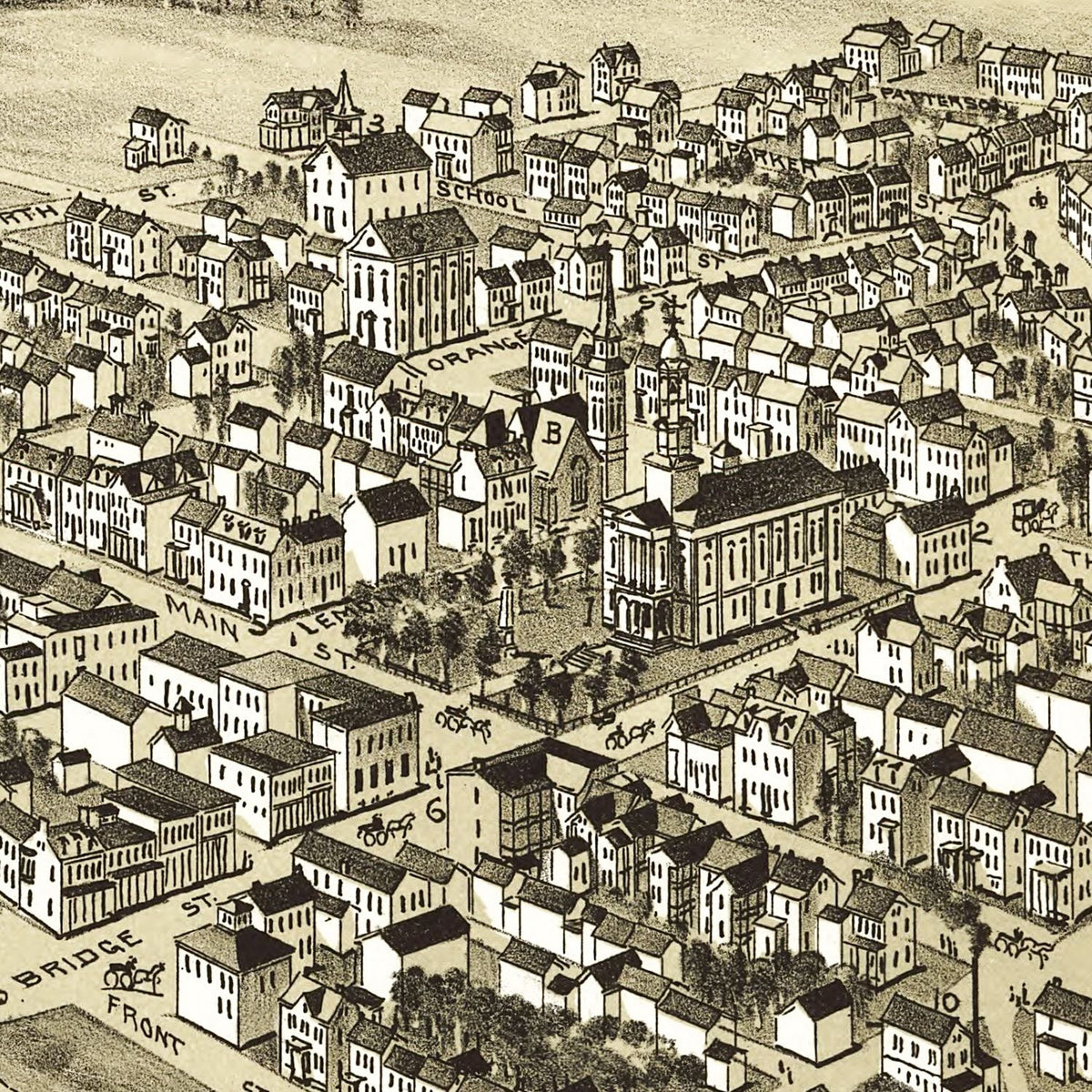 Restored historic details from the 1895 city map of Mifflintown, Pennsylvania