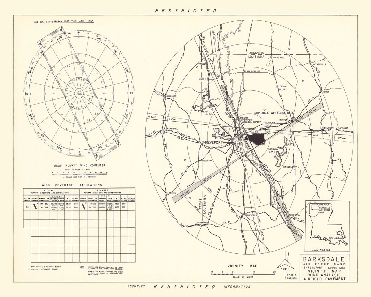 Preview of Vintage Map of the Barksdale Air Force Base Vicinity, 1952