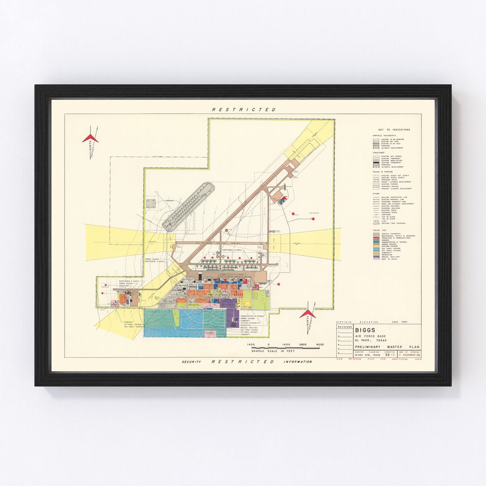 Biggs Air Force Base Vintage Map 1951