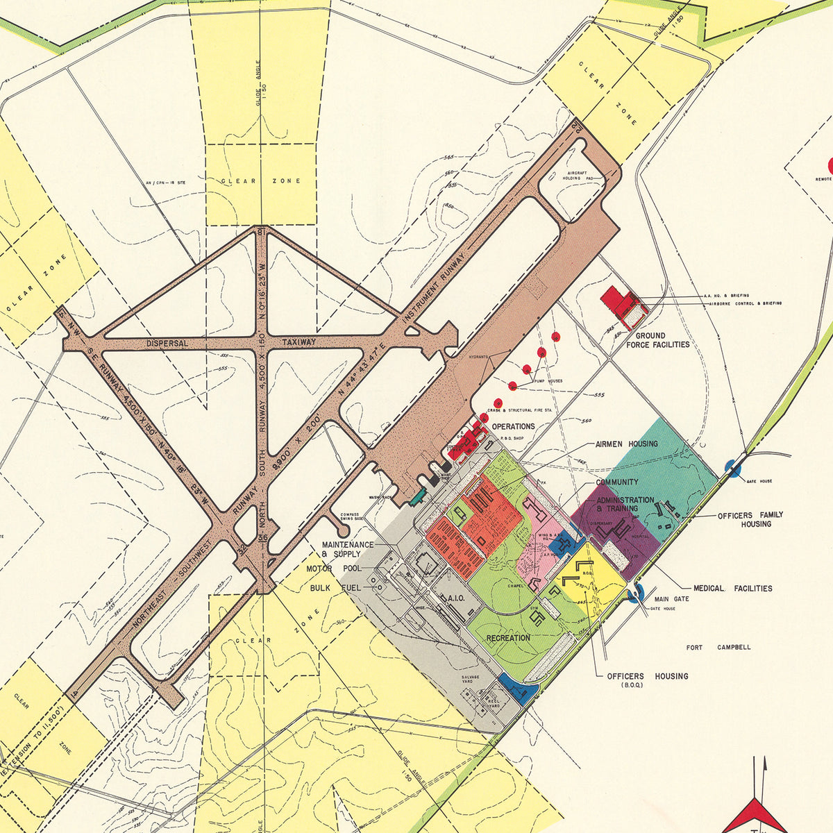 Restored historic details from the 1952 airfield map of Hopkinsville, Kentucky
