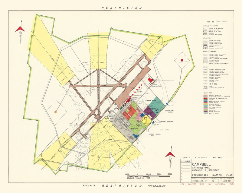 Size comparison using Vintage Map of Campbell Air Force Base, 1952