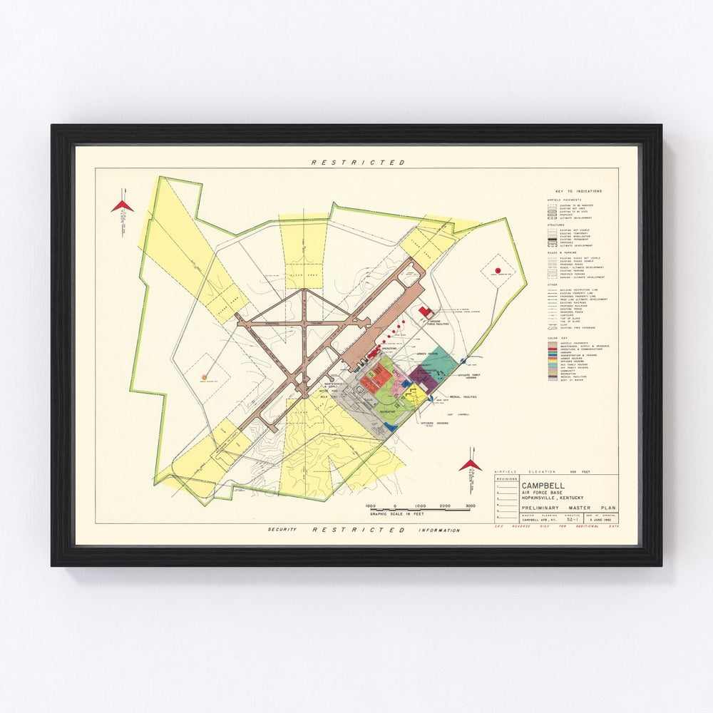 Campbell Air Force Base Vintage Map 1952