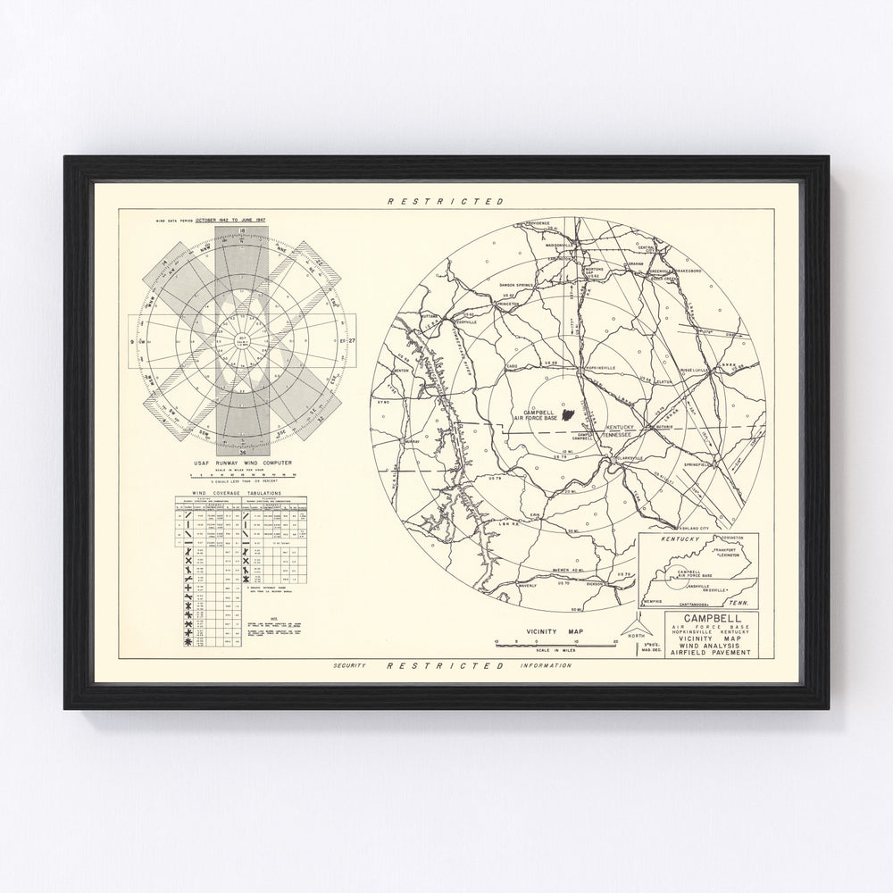 Campbell Air Force Base Vicinity Vintage Map 1952