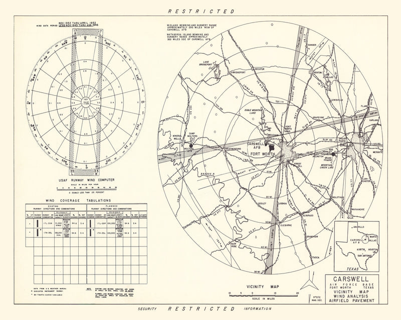 Size comparison using Vintage Map of the Carswell Air Force Base Vicinity, 1952